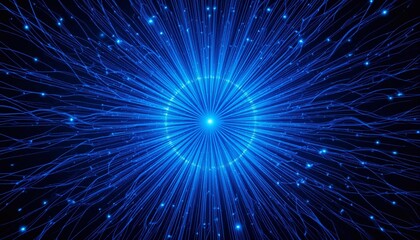 Fototapeta premium Unique blue radial background image, gradation, light, abstract, spark, propagation, current, banner texture advertising poster