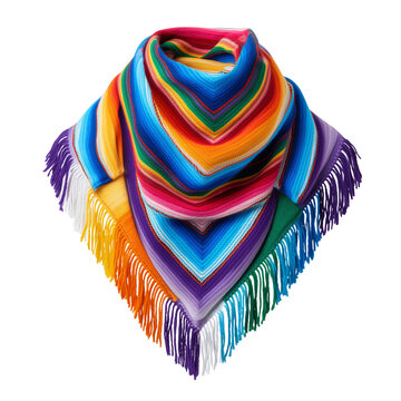 Traditional Peruvian lliclla shawl with colorful stripes isolated on white