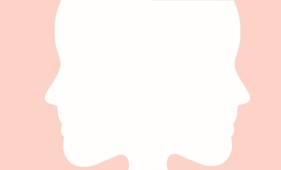 two faces profiles silhouette illustration on white background