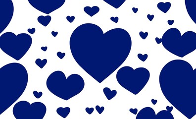 Blue hearts pattern, on white background, love relationship