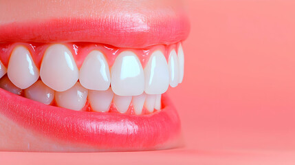 Obraz premium Closeup of a Bright White Smile Against a Pink Background
