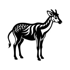 Elegant Black and White Deer Vector Illustration