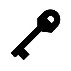 Modern Key with Long Blade, Black Silhouette
