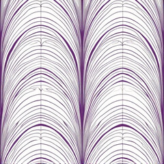Art Deco seamless pattern with arches and lines in purple and silver