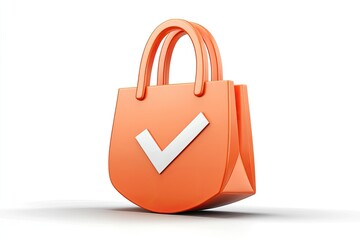 Orange shopping bag with check mark