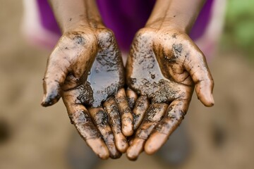 Close up of dirty hands being washed care by a volunteer symbolizing dignity and compassion shot in soft natural light