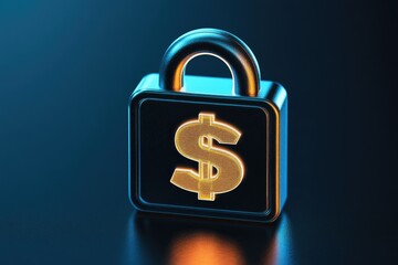 Metallic lock with dollar sign
