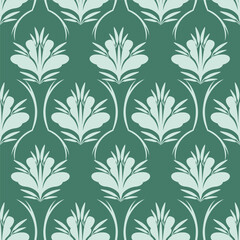 Beautiful Peonies. Seamless floral pattern. Flower Vintage background. Vector illustration. Gold foil and deep green. Template for textiles, wallpaper, paper.