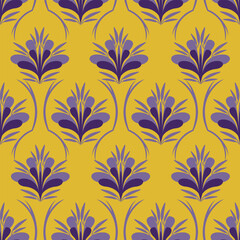 Trendy floral seamless pattern. Simple red and beige daisy. Spring flower template for packaging, postcards, textile printing, wallpaper. Hand drawn illustration isolated on white background