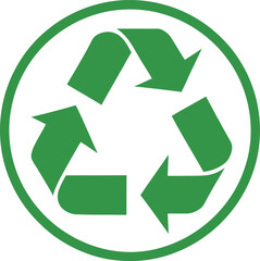 Fototapeta premium The green recycle symbol icon with arrows in a circle represents environmental conservation and the cycle of reuse on a clean white background
