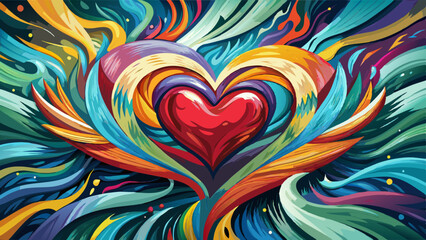 Obraz premium The blend of dynamic brushstrokes and textured backgrounds symbolizes the heart of artistic expression — where every line tells a story, and every color invites the viewer into a world of limitless cr