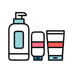 Flat Skincare Packaging Cosmetic Bottle and Tube Vector illustration. simple illustration of Beauty Product icon bundle