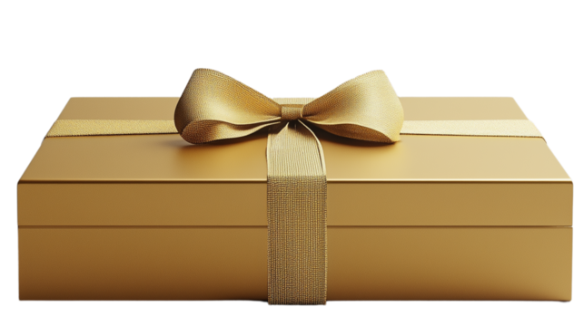 A gift box, the beauty of ribbon on a gift box, the charm of ribbon on a gift box, a gift box decorated with ribbon, the combination of ribbon with a gift box, on a transparent backgrounds