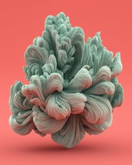Abstract turquoise cloud formation on coral background studio shot close up modern art design concept
