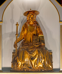 PISTOIA, ITALY - MARCH 16, 2025: The carved polychrome statue of St. James the Great in the church...