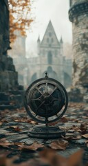 Antique Globe with Autumn Castle.