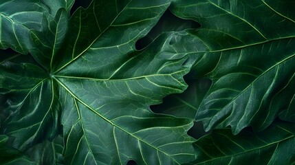 Fototapeta premium Close-up view of lush, dark green leaves.