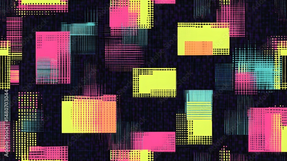 Aufkleber abstract pattern of overlapping rectangles in vibrant colors.