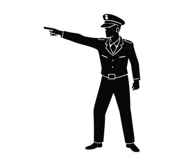 Officer pointing silhouette,officer pointing direction silhouette,