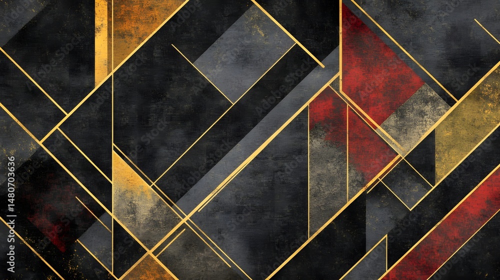 Aufkleber geometric abstract design with intersecting lines and vibrant hues.