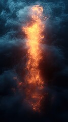 Obraz premium Fiery Orange and Blue Abstract Smoke Burning Energy Plasma VFX Digital Art