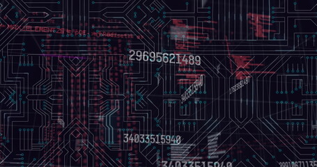 Image of data processing over integrated circuit in green and black space