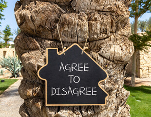 Agree to disagree symbol. Concept words Agree to disagree on beautiful black blackboard. Beautiful...