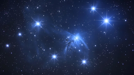 Obraz premium An extreme close-up of a starry night sky, with constellations glowing brightly against a swirling nebula