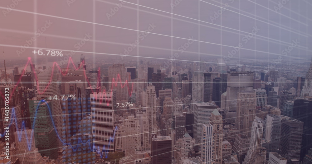 Poster image of data processing over modern building and grid
