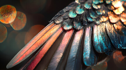 Ultra Close-Up of a Hummingbird's Iridescent Feather Display in Stunning Detail