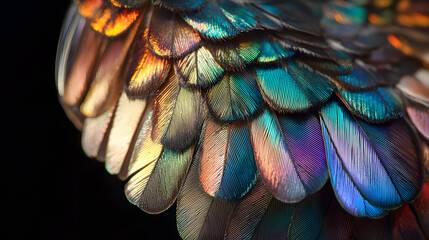 Ultra Close-Up of a Hummingbird's Iridescent Feather Display in Stunning Detail