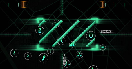 Image of data processing over black background