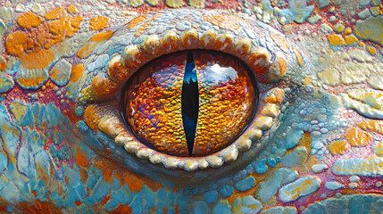 Ultra-Detailed Macro Shot of a Gecko’s Eye with Intricate Patterns and Textures