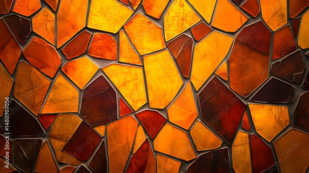 Poster abstract design of a mosaic pattern with warm colors.