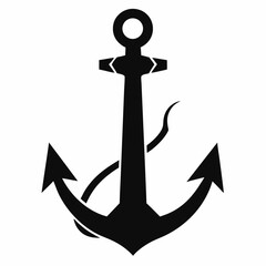 Anchor black vector on white background.