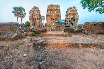 Phnom Kraom,Angkorian temple at sunset,near to Tonle Sap lake and Siem Reap,Cambodia.