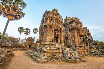 Phnom Kraom,Angkorian temple at sunset,near to Tonle Sap lake and Siem Reap,Cambodia.