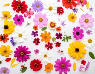 ちりばめられた花　白背景