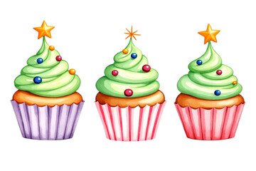 set of cupcakes clipart illustration with isolated background.