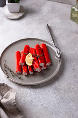 Surimi sticks from crab meat
