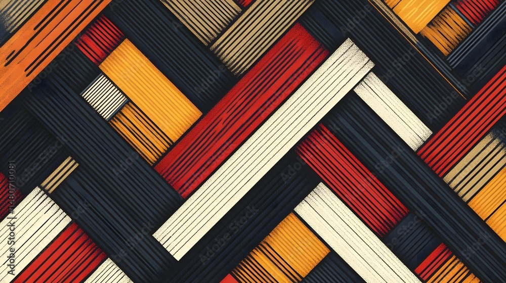 Aufkleber abstract pattern of intersecting colored lines and stripes.
