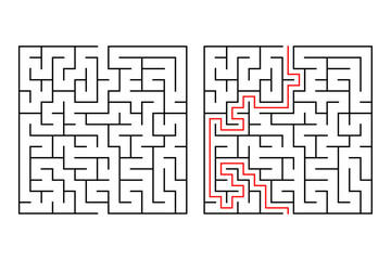 Creative maze game of medium difficulty. Vector illustration of puzzle maze 