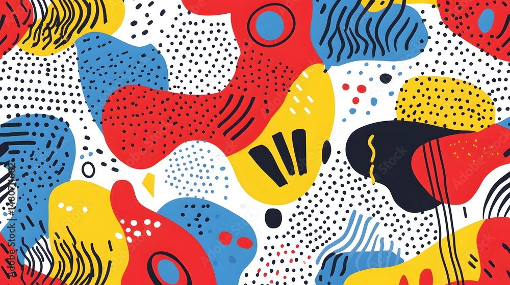 Aufkleber colorful abstract pattern design with dynamic shapes and textures.
