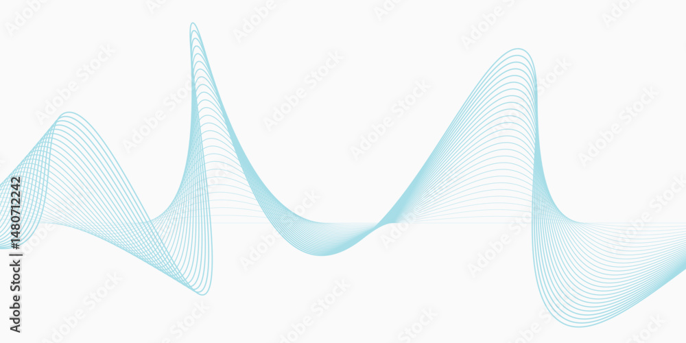 Aufkleber abstract soft blue glowing wave curved lines background. digital frequency track equalizer. vector e