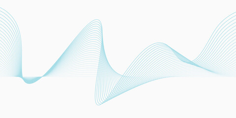 Abstract soft blue glowing wave curved lines background. Digital frequency track equalizer. Vector Eps10