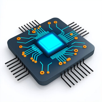 Embedded system microcontroller automation. 3D clip art. Automation circuit design with an embedded microcontroller in a technical image.