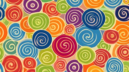 Fototapeta premium Vibrant circular swirls in a colorful pattern.