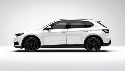 Blank White SUV Side View Mockup