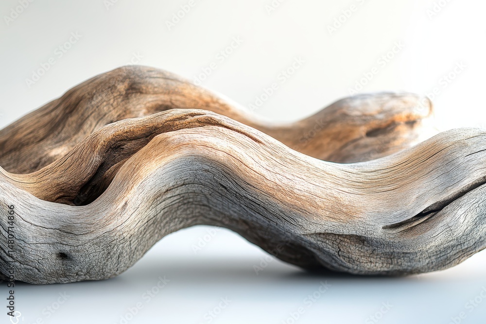 Aufkleber Unique piece of weathered driftwood display in natural light showcasing intricate textures and grain patterns