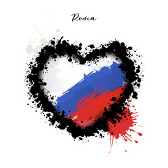 A heart shape designed using the Russian flag's colors